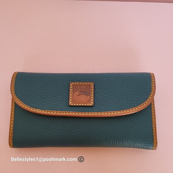 DOONEY & BOURKE Pebbled Grain Leather Continental Clutch Wallet- Teal color⭐ - Picture 8 of 16